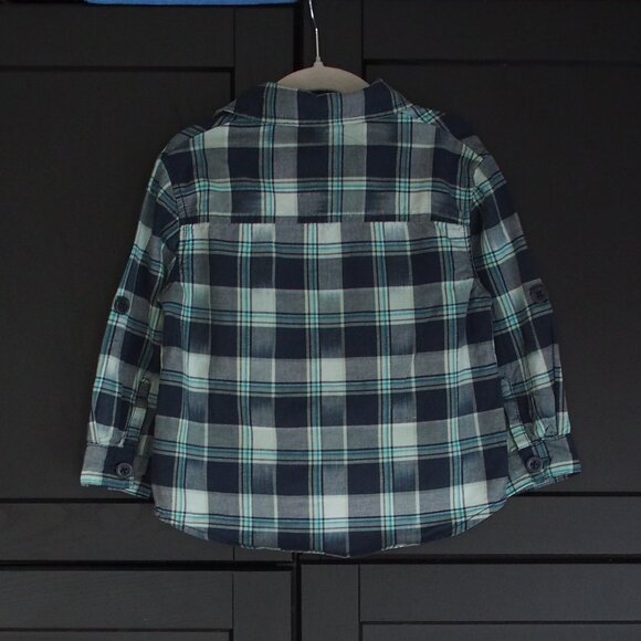 Genuine Kids From Oshkosh | Boys Long Roll Sleeve Plaid Shirt - Picture 6 of 6